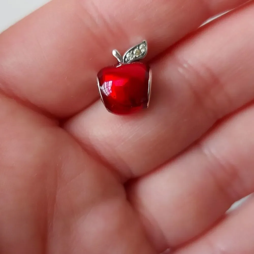 925 Sterling Silver Apple Charm - Picture 6 of 7